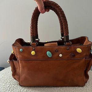 Vintage JCrew Leather Beaded Handbag